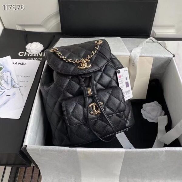 Cahnel Duma Backpack 24cm Gold Hardware Caviar Leather Spring/Summer Collection Black